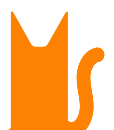 Katt orange logo klumpe vit bakgrund